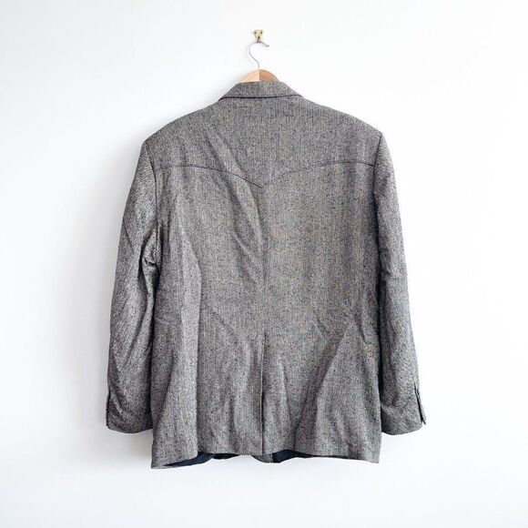 Circle S Western Boise Coat Blazer Black Herringbone Silk Sport Coat Men’s 50R - Picture 2 of 10